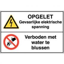 Gecombineerd waarschuwingsbord - Opgelet gevaarlijke elektrische spanning - Zelfklevend - Brady