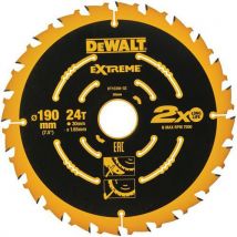 Cirkelzaagblad Extreme Ø190x30mm 24t Hout (met Nagels), - Dewalt
