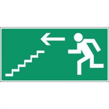 Brady - Noodevacuatiebord - Vluchtweg via trap linksbeneden - Zelfklevend