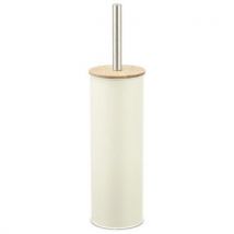 Arvix - Toiletborstel met houder - Metaal/hout - Crème - Beige - Ø 9 cm x 37.2 cm