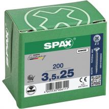 200 Schroeven Met Verzonken Kop Poziriv Voll. Schroefdraad Wirox Ø 3,5x25, - Spax