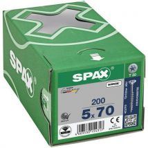200 Schroeven Met Verzonken Kop T-star Plus Met Gedeeltelijke Schroefdraad Ø 5x70, - Spax