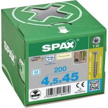 200 Roestvrijstalen Tstar Plus Verzonken Gevelschroeven Ø 4,5x45, - Spax