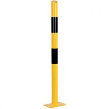 Afzetpaal Plaat, Ø 60 Mm, 1000 Mm, Geel-zwart, - Crash Stop