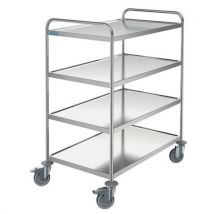 Servicetrolley Rvs Met 4 Plateaus 800 X 500 Mm - Draagvermogen 150 Kg, - Hupfer