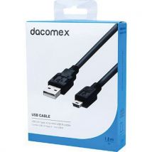 Kabel USB 2.0 Type-A - mini USB B zwart - 1,5 m DACOMEX - Dacomex