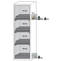 Veiligheidskast S-CLASSIC-90 - opvagbak + legbord - 1268x596mm - Asecos - Brand