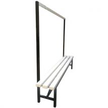 Manutan Expert - Garderobekast met bank en 16 haken - 2150 mm breed - PVC wit - Zelfmontage