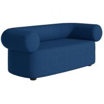 Bank Abbey, 2 Zitplekken Stof Blauw En Poten Antraciet, - Quadrifoglio