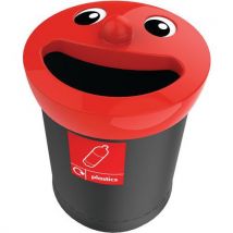 Afvalbak Smiley Face Bin 52 Ltr Plastic Zwart / Rood, - Vepabins