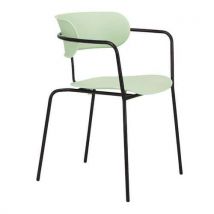 Set van 4 bistrostoelen - voet zwart, zitting groen - Meet by Paperflow - Meet By Paperflow