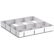 Bott - Opbergbak EKK-66100 - Lichtgrijs - 650x650x100mm - 13 vakken - Polypropyleen