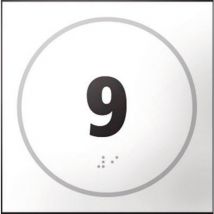 Set van 5 - Deurbord Nummer 9 Relief En Braille Wit,