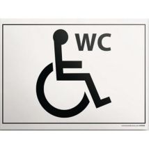 Gegraveerde WC-plaat voor mindervaliden - 10x14 cm - Wit met zwarte tekst - ABS - Schroeven/lijmen