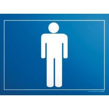 Bord gegraveerd pictogram man - Blauwe achtergrond - 140x100mm ABS - Indicatiebord