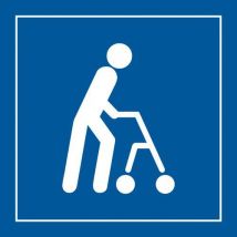 Pictogram Rollator Gravoply Blauw Wit 350x350mm ABS Indicatiebord Toegankelijkheid
