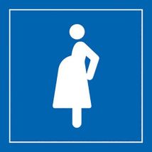 Gravoply - Pictogram voorrang zwangere vrouwen - Wit/Blauw 250x250mm - ABS - Schroeven/Lijmen