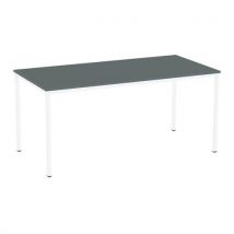 Eettafel Versys Met Witte Basis Ral 9003, 160 X 80 X 74,3 Cm, Donkergrijs,