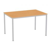 Eettafel Versys Met Zilverkleurige Basis Ral 9006, 120 X 80 X 74,3 Cm, Beukenhout,