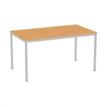 Eettafel Versys Met Zilverkleurige Basis Ral 9006, 140 X 80 X 74,3 Cm, Beukenhout,