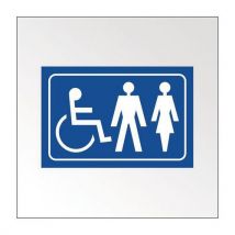 Informatiebord voor rolstoelgebruiker+man+vrouw in relief en braille kleur blauw