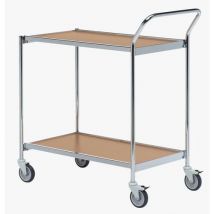 Verrijdbare tafel chroom - 2 plateaus - draagvermogen 150 kg - Helge Nyberg