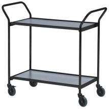 Verrijdbare tafel met zwarte afwerking en twee handgrepen - 2 plateaus - draagvermogen 150 kg - Helge Nyberg