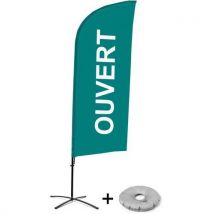 Beach Flag Alu Wind. Ouvert. Groen. Kruisvoet., - Showdown Displays