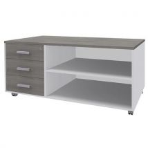 Verrijdbaar Ladeblok 3 Laden L 120 X D 60 Cm Grijs Eiken/wit, - Simmob