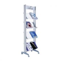 Mobiele display met metalen of plexiglazen schap - Paperflow