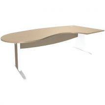 Hoekbureau Quatuor Met Houten L-poot Ret. Rechts Eiken/wit, - Manutan Expert