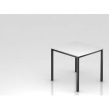 Conferentietafel Vierkant Zwart Poten 80x80cm Wit/zwart, - Hammerbacher