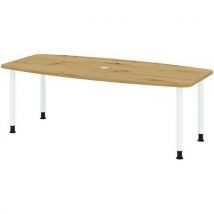 Conferentietafel Ton 4 Poten 220x105cm Eik Rustiek/wit, - Hammerbacher