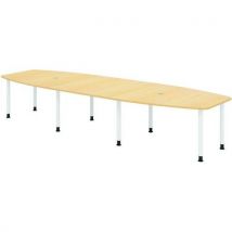 Vergadertafel Ton 8 Poten 400x130cm Esdoorn/wit, - Hammerbacher