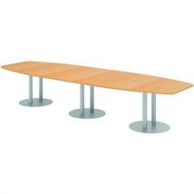 Vergadertafel Ton Met Kolompoot 400x130cm Beuk/zilver, - Hammerbacher