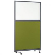 Ligne M - Akoestische scheidingswand op voet serie M - 1700x1200 mm - Groen met magnetisch whiteboard - Brandveilig M1