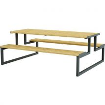 Picknicktafel Van Gegalvaniseerd Staal - Zwart En Houteffect, - Urbantime