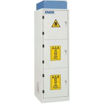 Exacta - Hoge Veiligheidskast met Filtering - 3 Deuren, 6 Legborden, 73L Capaciteit - Gemonteerd, Staal, Lichtgrijs