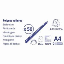 Plastic Inbindruggen 25mm A4 Zwart, Doos A 50 Stuks, - Exacompta