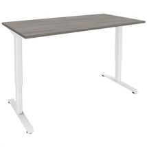 Elektrisch bureau, grijs eiken/wit Nivo - Simmob