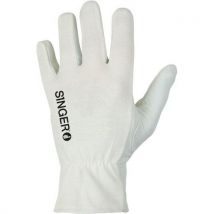 Handschoen met ecru katoenen interlock lederen handpalm - Singer - Singer Safety