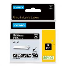 Industrieel Labeltape Rhino - Vinyl - Wit Op Zwart - 19 Mm, - Dymo
