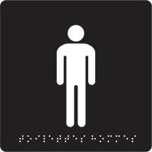 Pavo - Braillebord Herentoilet - Aluminium Zwart/Wit 17x16cm Zelfklevend