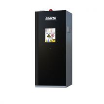 Hoge zwarte veiligheidskast voor lithium-batterijen, met alarmcentrale, brandblusser en stopcontact - Exacta