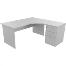 Compact bureau met ladeblok - Onderstel met wangen - Grijs - Manutan Expert