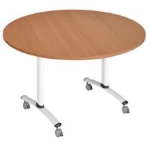 Klaptafel As Gelamineerd Rond Ø 120 Cm, Beuken/wit, - Manutan Expert