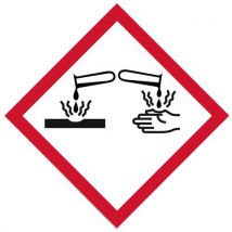 Leidingmarkering op rol GHS05 - bijtende stoffen - Systemtext - Systemtext