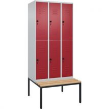 Garderobekast Classic Plus,zitbank,6deurs B30cm.ral7035/3003, - CP