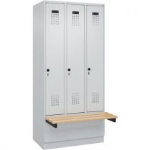 Garderobekast Classic Plus, Zitbank, 3 Deurs, Ral7035/7035, - CP