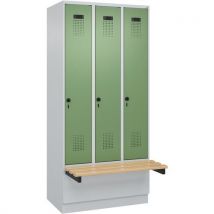 Garderobekast Classic Plus, Zitbank, 3 Deurs, Ral7035/6011, - CP